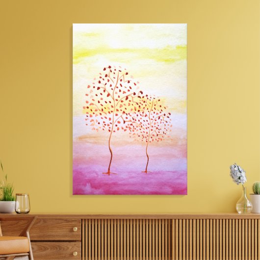 Boom Zonnezondhandschilderd Waterverf Canvas Afdruk (Insitu (Woonkamer))