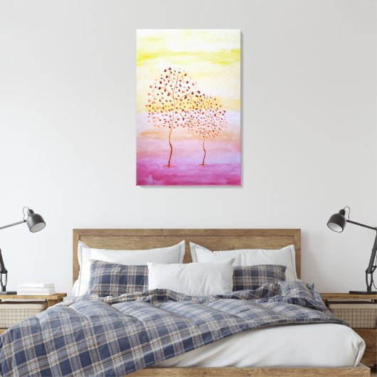 Boom Zonnezondhandschilderd Waterverf Canvas Afdruk (Insitu (Slaapkamer))