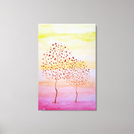Boom Zonnezondhandschilderd Waterverf Canvas Afdruk