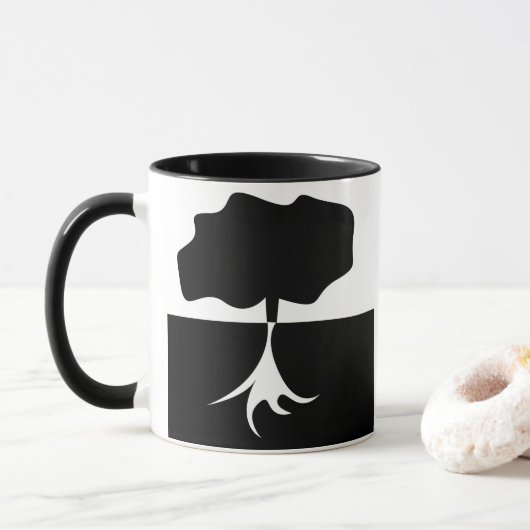 Boom Zwart en Witte Boom Mok (Met donut)
