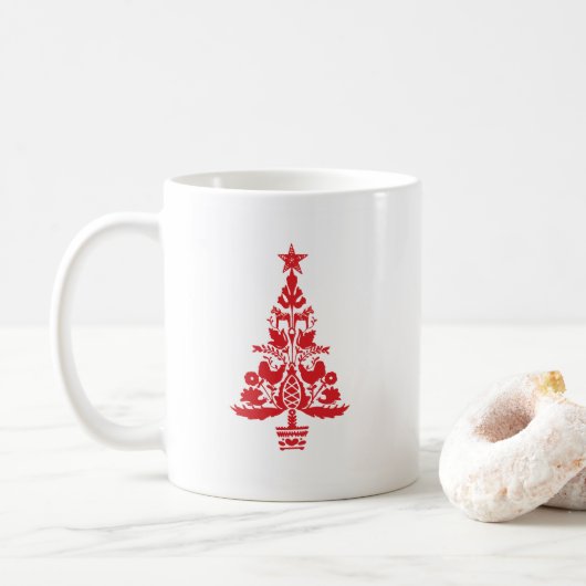 Boom Zweeds Scandinavisch kerstpatroon Koffiemok (Met donut)