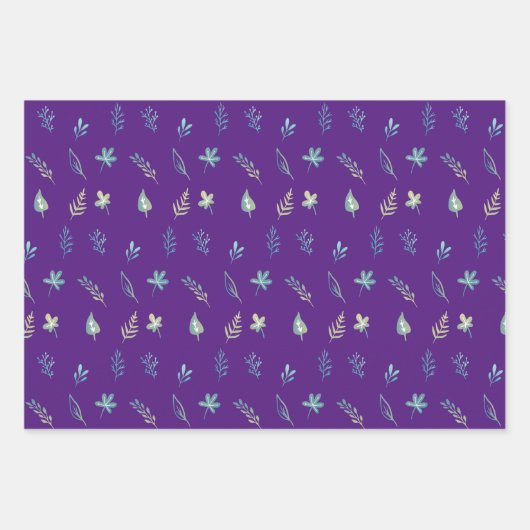 boombladeren botanische elegante eenvoudige blauwe inpakpapier vel (Voorkant 2)