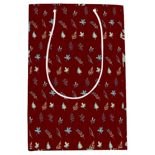 boombladeren botanische elegante eenvoudige blauwe medium cadeauzakje (Voorkant)