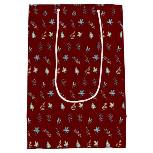 boombladeren botanische elegante eenvoudige blauwe medium cadeauzakje (Achterkant)