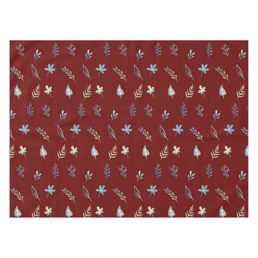 boombladeren botanische elegante eenvoudige blauwe tafelkleed (Voorkant (Horizontaal))