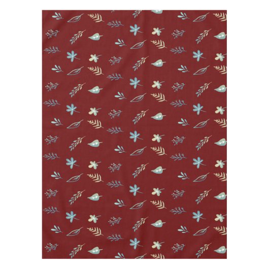 boombladeren botanische elegante eenvoudige blauwe tafelkleed (Voorkant)