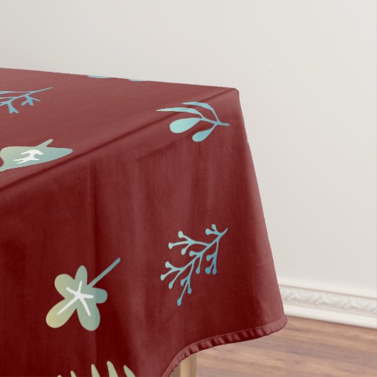 boombladeren botanische elegante eenvoudige blauwe tafelkleed (Voorbeeld)