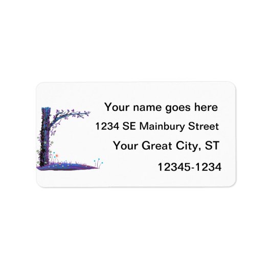 Boombloemige wijnstokken paarse linkerkant  grafis etiket (Voorkant)