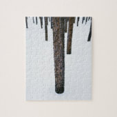 Boomboomstammen in sneeuw legpuzzel (Verticaal)