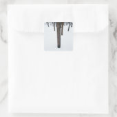 Boomboomstammen in sneeuw vierkante sticker (Tas)