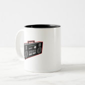 Boombox 1980 tweekleurige koffiemok (Voorkant links)