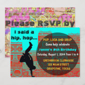 Boombox 80/Hop Party-uitnodiging voor Break Kaart (Voorkant / Achterkant)