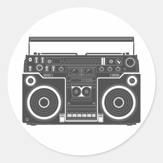 Boombox 80 ronde sticker (Voorkant)