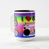 Boombox '80's Retro '80's Coffee-Mok Tweekleurige Koffiemok (Voorkant links)