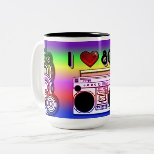 Boombox '80's Retro '80's Coffee-Mok Tweekleurige Koffiemok (Voorkant links)