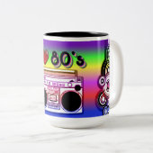Boombox '80's Retro '80's Coffee-Mok Tweekleurige Koffiemok (Voorkant rechts)