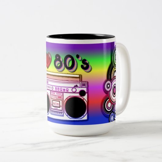 Boombox '80's Retro '80's Coffee-Mok Tweekleurige Koffiemok (Voorkant rechts)
