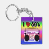 Boombox 80's Retro Acrylhoudend Sleutelhanger (Voorkant Links)