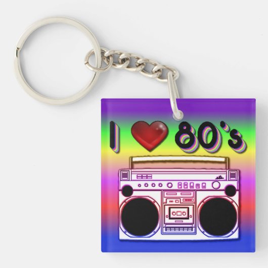 Boombox 80's Retro Acrylhoudend Sleutelhanger (Voorkant)