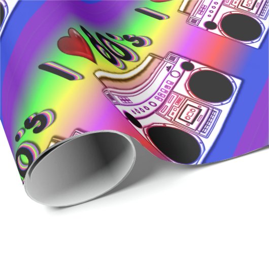 Boombox 80's Retro Cadeaupapier (Rol Hoek)