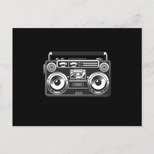 Boombox  80s retro hip hop rap zwart briefkaart (Voorkant)