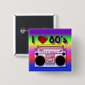 Boombox 80's Square Retro 80's Button (Voorkant /achterkant)