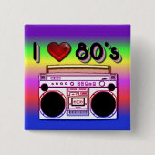 Boombox 80's Square Retro 80's Button (Voorkant)