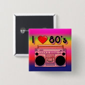 Boombox 80's Square Retro Button (Voorkant /achterkant)