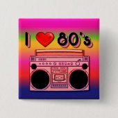 Boombox 80's Square Retro Button (Voorkant)
