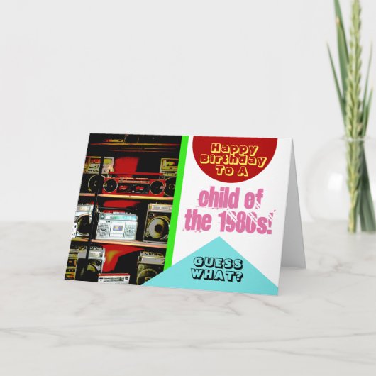 Boombox Boom Box Child 1980s 80 Fun Birthday Kaart (Voorkant)