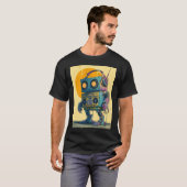 Boombox Bot Wanderer — Grunge Retro Mech  T-shirt (Voorkant volledig)
