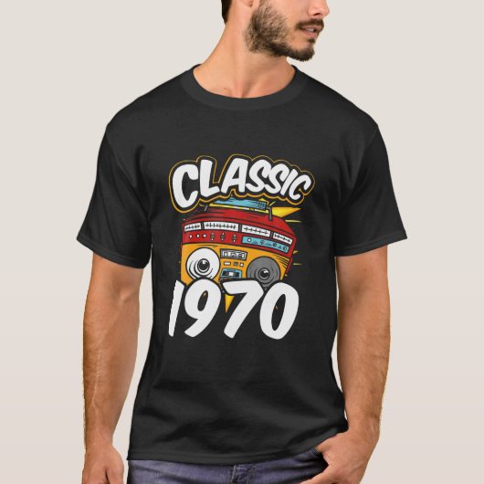 Boombox Classic 1970 Music Cassette 8 Track Radio T-shirt (Voorkant)