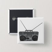 Boombox Ghetto Blaster Jambox Radio Cassette Vierkante Button 5,1 Cm (Voorkant /achterkant)