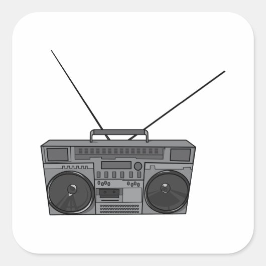 Boombox Ghetto Blaster Jambox Radio Cassette Vierkante Sticker (Voorkant)