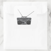 Boombox Ghetto Blaster Jambox Radio Cassette Vierkante Sticker (Tas)
