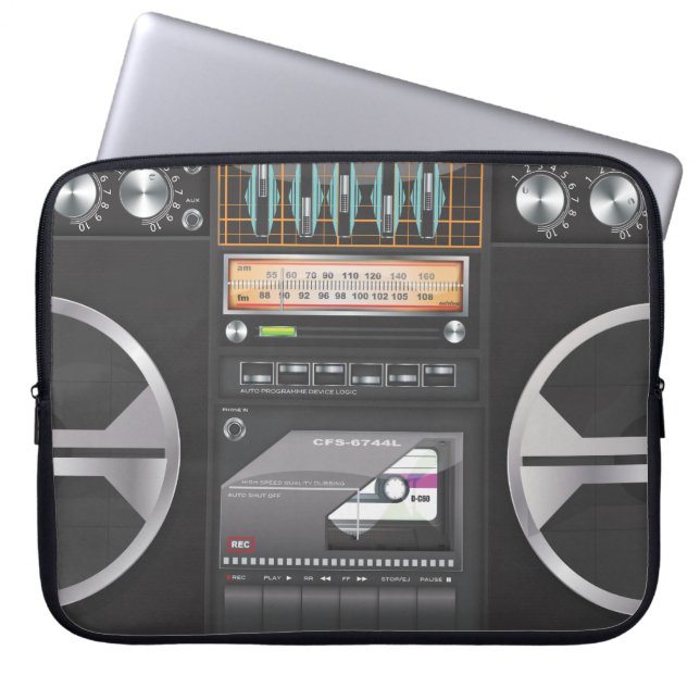 Boombox Ghetto Blaster Laptop Sleeve (Voorkant)