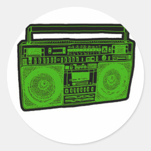 boombox ghetto blaster radio ronde sticker