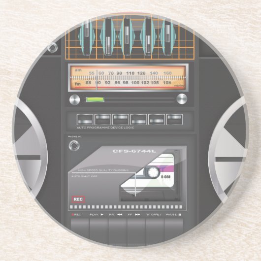 Boombox Ghetto Blaster Zandsteen Onderzetter (Voorkant)