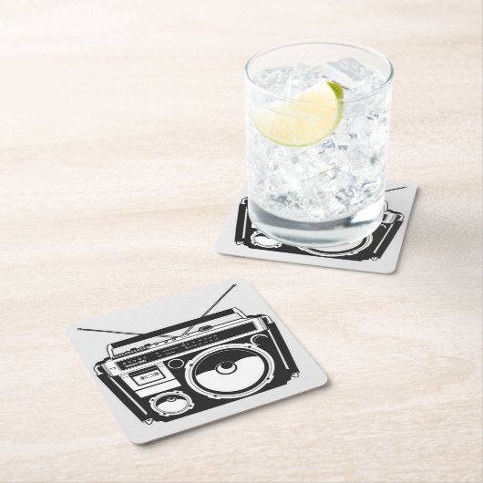 Boombox Grey Kartonnen Onderzetters (Insitu)