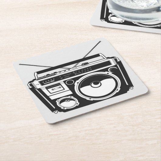 Boombox Grey Kartonnen Onderzetters (Schuin)