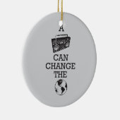 Boombox kan de wereld veranderen keramisch ornament (Rechts)