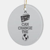 Boombox kan de wereld veranderen keramisch ornament (Links)