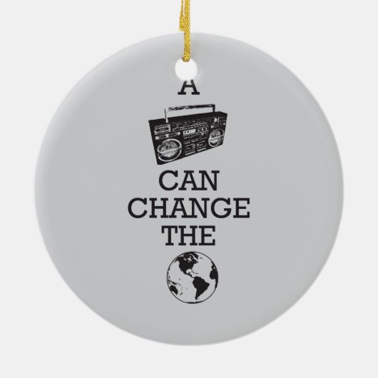 Boombox kan de wereld veranderen keramisch ornament (Achterkant)