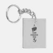 Boombox kan de wereld veranderen sleutelhanger (Voorkant Links)