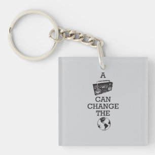 Boombox kan de wereld veranderen sleutelhanger