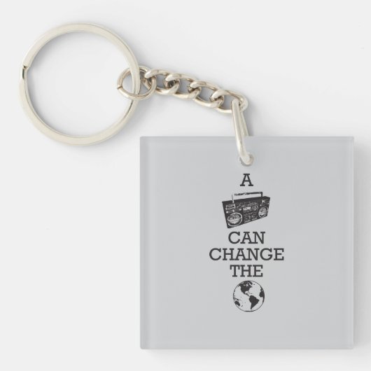 Boombox kan de wereld veranderen sleutelhanger (Voorkant)