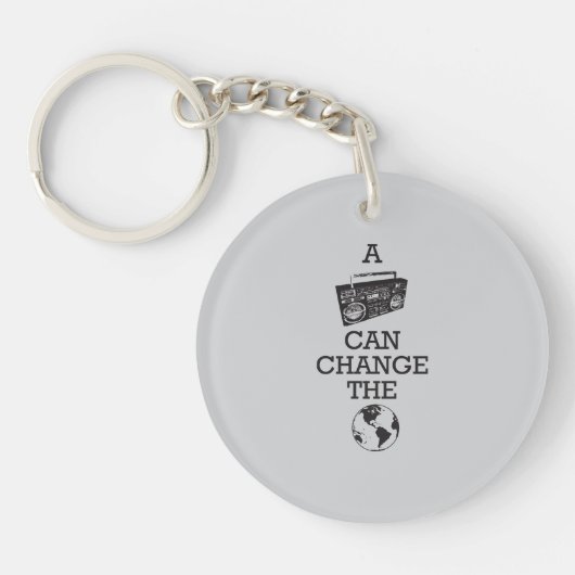 Boombox kan de wereld veranderen sleutelhanger (Voorkant)