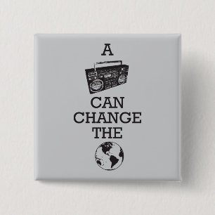 Boombox kan de wereld veranderen vierkante button 5,1 cm