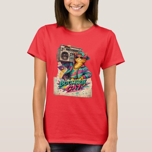 BOOMBOX KAT T-SHIRT (Voorkant)