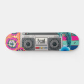 Boombox met tropische bladeren en bloemen persoonlijk skateboard (Horizontaal)